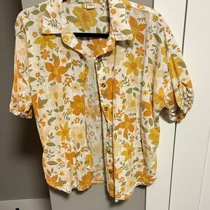 Billabong Yellow and Green Floral Shirt